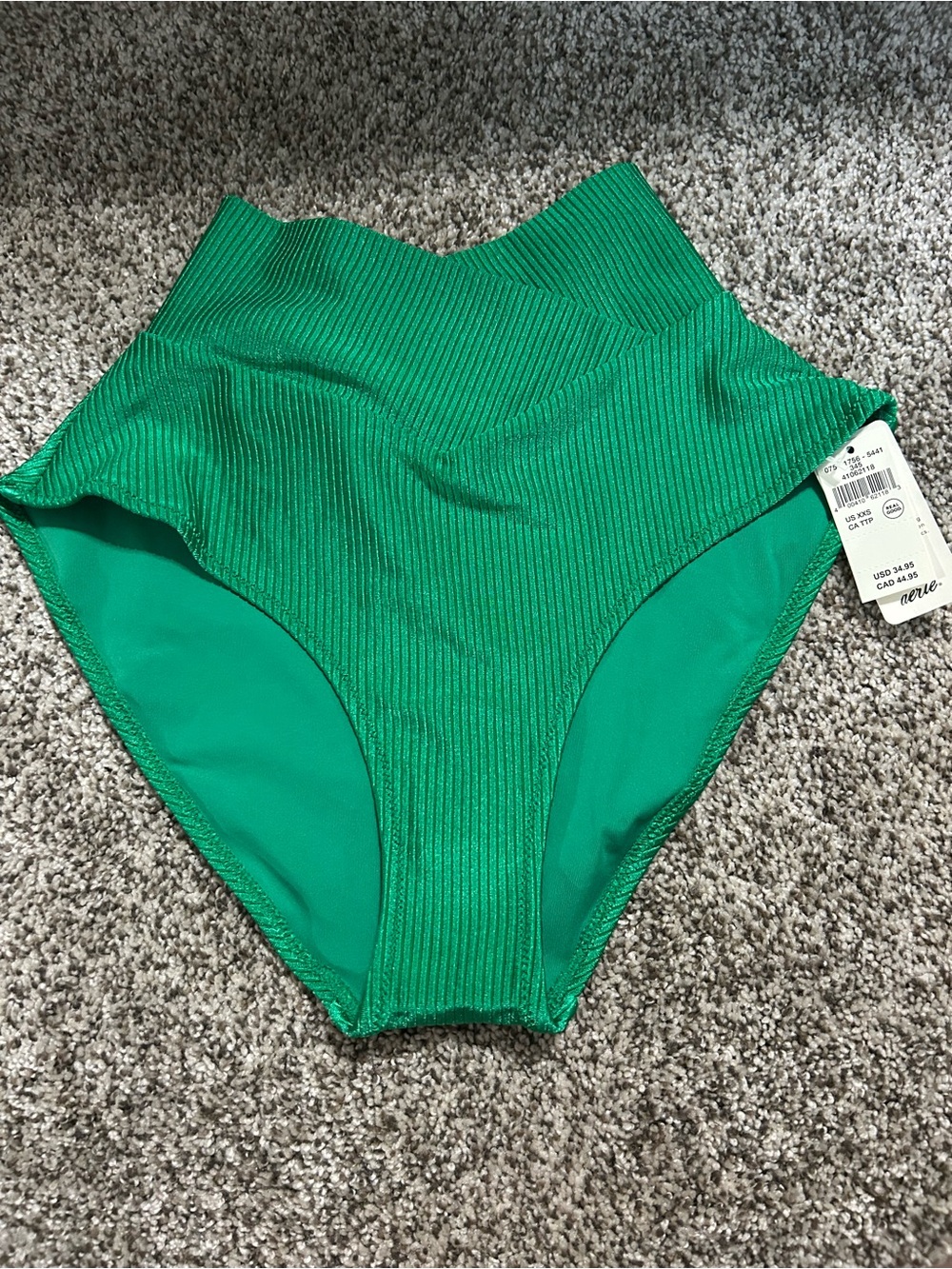 NWT Aerie Shine Rib Crossover High Waisted Bikini Bottom Size XXS